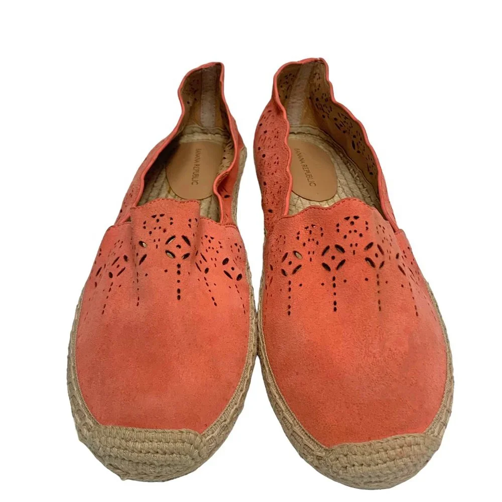 Banana Republic Coral‎ Suede Jute Espadrille Flats  **NEW